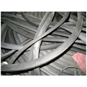 Шнур резиновый уплотнительный, черный, монолитный, жесткий, прямоугольный, размер 12х32 мм