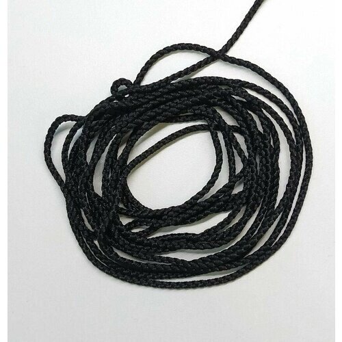 Шнурок шёлковый для крестика 70 см диаметр 3,5 мм чёрный, гайтан
