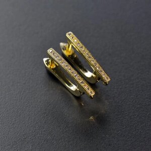 Швензы для серег с цирконием 1 пара / основы для сережек / для бижутерии, цвет золото, 19x12x2 мм