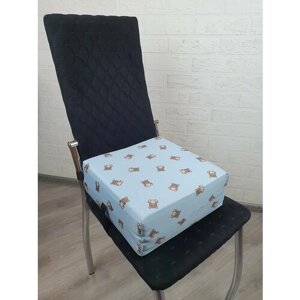 Сиденье бустер на стул, сидушка подушка "Бустер" Мишка плюш голубой