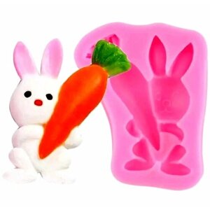 Силиконовая 3D форма Кролик с морковкой