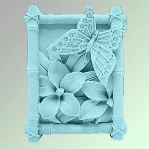 Силиконовая форма для мыла Бабочка в рамке, для свечей, гипса 1шт 8 х 6 х 2,5 см