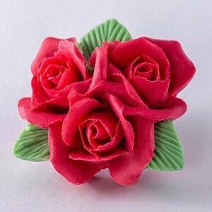 Силиконовая форма для мыла Букет роз 3D, для свечей гипса 1шт 6,5 х 6 х 3 см