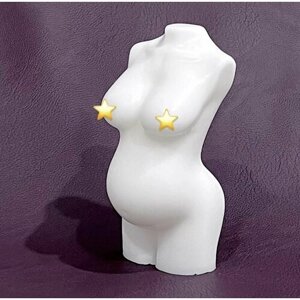 Силиконовая форма для мыла "Бюст беременность 3D", для гипса, свечей 1шт 9*4*3,5 см