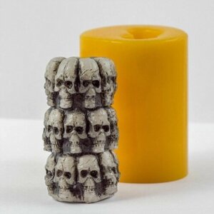 Силиконовая форма для мыла Цилиндр с черепами, для свечей, гипса 1шт 7 х 3,5 х 3,5 см