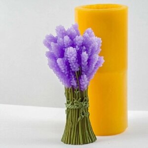 Силиконовая форма для мыла Лаванда букет 3D, для свечей гипса 1шт 14 х 7 х 7 см