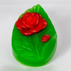 Силиконовая форма для мыла Листочек с розой 2D, для свечей гипса 1шт 7 х 5 х 2,5 см