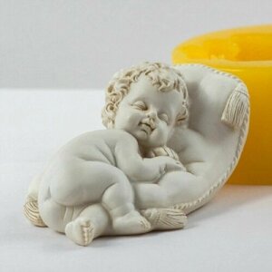 Силиконовая форма для мыла Малыш на подушке №3 3D, для свечей гипса 1шт Размер 8,5 * 5 * 4,5 см