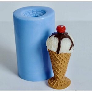 Силиконовая форма для мыла Мороженое Рожок 3D, для свечей гипса 1шт 7,5 * 3 см
