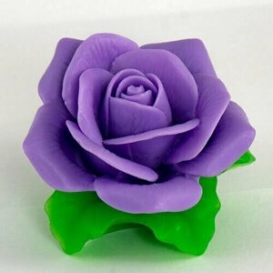 Силиконовая форма для мыла Роза с листочками №2 3D, для свечей гипса 1шт