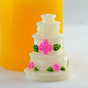 Силиконовая форма для мыла Свадебный торт 3D, для свечей гипса 1шт 6 х 4 х 4 см