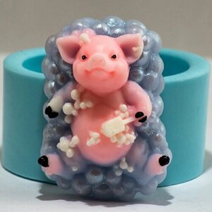 Силиконовая форма для мыла Свинка в пене 3D, для свечей, гипса 1шт