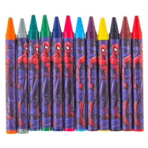 Сима-ленд Восковые карандаши Человек-Паук, 12 цветов (7619033) разноцветный от компании М.Видео - фото 1