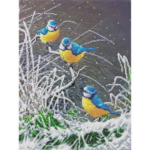 Синички на снегу Рисунок на ткани 27х36 Каролинка ткбж 3039 от компании М.Видео - фото 1