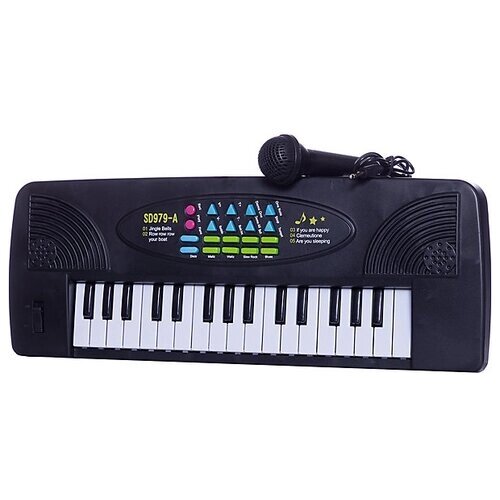 Синтезатор (пианино электронное) ABtoys DoReMio черный 32 клавиши с микрофоном эл/мех, работает от батареек, 44,5x5,5x15,5 от компании М.Видео - фото 1