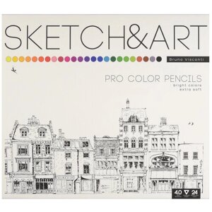 Скетч карандаши цветные "SKETCH&ART" 24 ЦВ. в металлической коробке, Арт. 30-0042