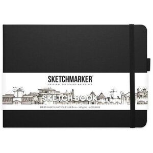 Sketchmarker Скетчбук Sketchmarker, 148 х 210 мм, 80 листов, твёрдая обложка из искусственной кожи, черный, блок 140 г/м2