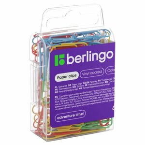 Скрепки BERLINGO 28 мм цветные, 100 шт/уп, пласт. упак, европодвес