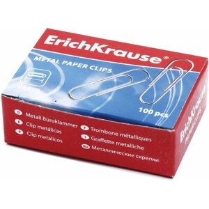 Скрепки ERICH KRAUSE, 28 мм, оцинкованные, 100 штук, в картонной коробке, 7855 В комплекте: 20шт.