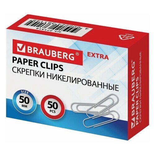 Скрепки Unitype большие EXTRA BRAUBERG 50 мм никелиров. - (10 шт) от компании М.Видео - фото 1