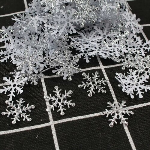 Снежинки для декора и поделок 300 штук, 2 см, серебристые от компании М.Видео - фото 1
