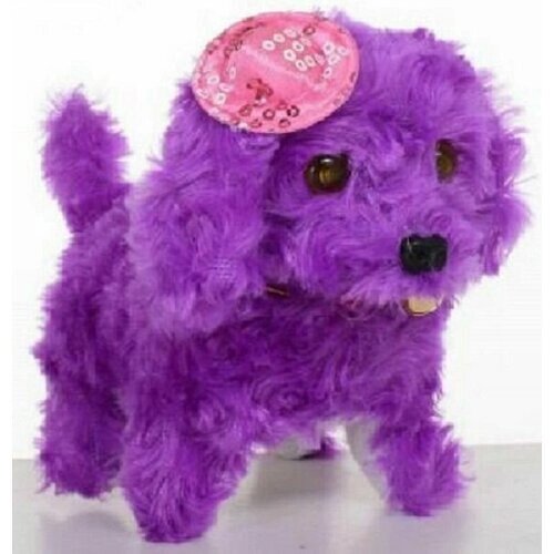 Собака в шляпе на батарейках со звуком и светом фиолетовая от компании М.Видео - фото 1