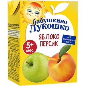 Сок бабушкино лукошко яблочно-персиковый восстановленный с 5 мес 0,2 л (18 штук в упаковке)