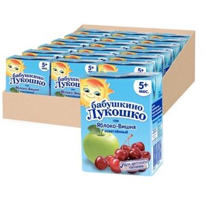 Сок осветленный Бабушкино Лукошко Яблоко-вишня (Tetra Pak), с 5 месяцев, 0.2 л, 18 шт. в уп.