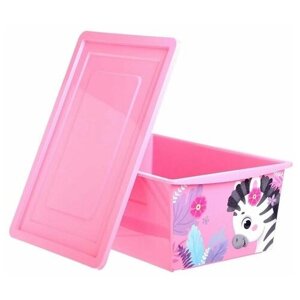 Соломон Ящик для игрушек, с крышкой, объём 30 л, цвет розовый