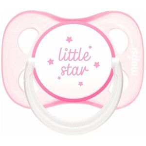 Соска-пустышка Mepsi латексная классическая, 0+ mini, "Little star", розовая
