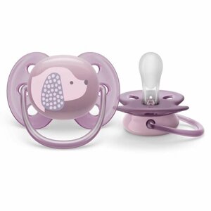 Соска-пустышка силиконовая Philips Avent ultra soft SCF092/05 с футляром для хранения и стерилизации, 6-18 мес, 1 шт.