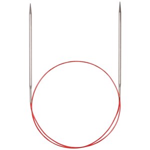 Спицы ADDI круговые с удлиненным кончиком 775-7, диаметр 3.25 мм, длина 13 см, общая длина 120 см, серебристый/красный