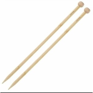 Спицы для вязания прямые, с ограничителем, бамбук, d 10.0мм, 34см (1пара)