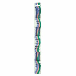 Спицы вязальные прямые PEARL 4,0 мм*25 см фиолетовый, пластик, 2 шт, PONY