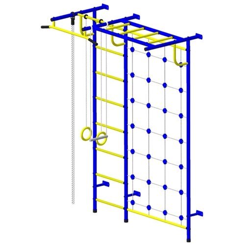Спортивный комплекс на базе шведской стенки Пионер С4С, синий/желтый