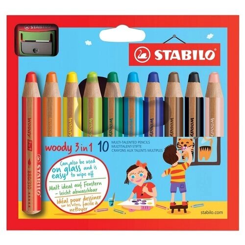 STABILO Цветные карандаши Woody 3 in 1 10 цветов (880/10-2) от компании М.Видео - фото 1