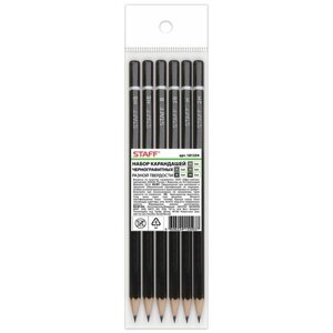 STAFF Набор чернографитных карандашей 6 штук (181254) черный