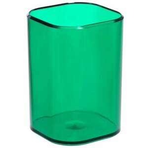 Стамм Подставка-стакан для пишущих принадлежностей Стамм "Фаворит", квадратная, тонированная зеленая