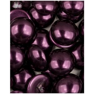 Стеклянные чешские бусины кабошон полупросверленный с жемчужным покрытием, Glass Pearl Cabochons, 14 мм, цвет Shiny Purple, 5 шт.