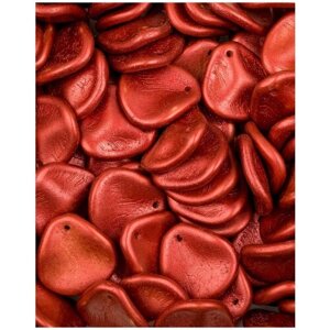 Стеклянные чешские бусины, Rose Petal, 14х13 мм, цвет Lava Red, 10 шт.