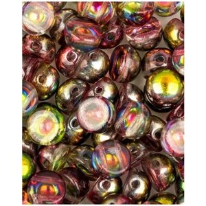 Стеклянные чешские бусины с двумя отверстиями, Cabochon bead, 6 мм, цвет Crystal Magic Apple, 10 шт.