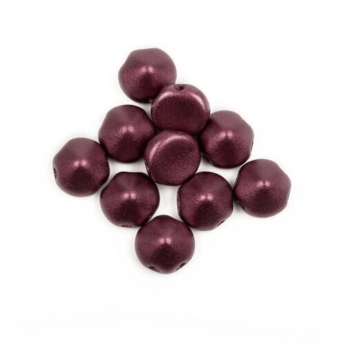 Стеклянные чешские бусины с двумя отверстиями, Tipp Beads, 8 мм, цвет Alabaster Pastel Burgundy, 10 шт.