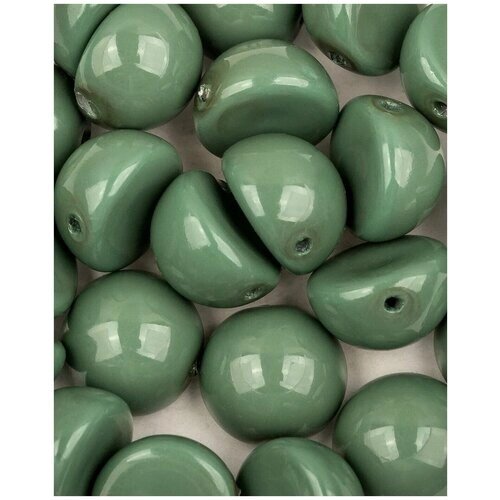 Стеклянные чешские бусины с одним отверстием, Dome Bead, 10х6 мм, цвет Hartford Green, 5 шт.
