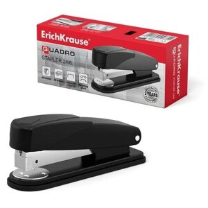 Степлер ErichKrause Quadro Half-strip,24/6, до 30 листов, антистеплер, чёрный