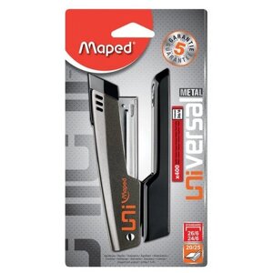 Степлер №24/6, 26/6 металлический MAPED "Universal Metal"400 скоб, до 25 листов, серый, 539200, 039200, 223140