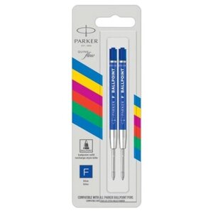 Стержень для шариковой ручки PARKER QuinkFlow F, 0.8мм (2 шт.) синий
