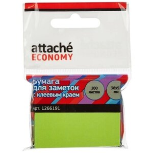 Стикеры "Attache Economy", 38x51 мм, 100 лист, неоновый зеленый
