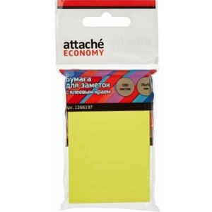Стикеры Attache Economy 76x51 мм неоновый желтый (1 блок, 100 листов), 1266197