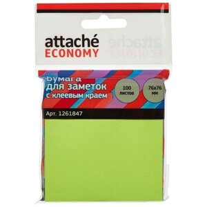 Стикеры Attache Economy 76x76 мм неоновый зеленый (1 блок, 100 листов), 1261847