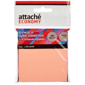 Стикеры Attache Economy с клеев. краем 76x76 мм 100 лист неоновый розовый